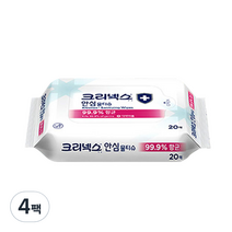 크리넥스 안심 물티슈, 20매, 4개