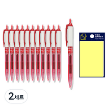 동아 애니겔 펜 501 0.5mm 12p + 투코비 스티키 메모패드 노랑 세트, 적색, 2세트