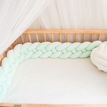 올아이원트 아기침대범퍼가드 꽈배기쿠션 4단 3m, 민트