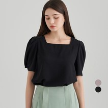 ELLE PARIS 여성용 스퀘어넥 퍼프 반팔 블라우스