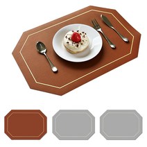 브리뷰 노르딕 무독성 양면 식탁매트 4매 세트, 브라운 + 그레이, 43 x 30cm