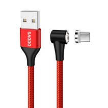 사또 3세대 USB C타입 커넥터 + ㄱ자형 마그네틱 고속충전 케이블 2m 세트, 레드, 1세트
