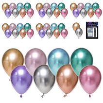 투코비 30cm 크롬크롬 라운드 풍선 50p + 손펌프 + 고정테이프 세트, 혼합색상, 1세트