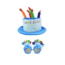 마켓감성 생일파티 벙거지 모자 + 안경 세트, 벙거지모자(타입1), 안경(블루), 1세트