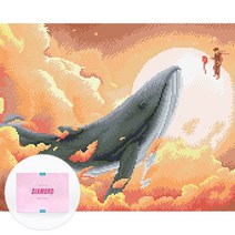 디클레어 액자 캔버스형 보석십자수 DIY 키트 40 x 50 cm, 1세트, 고래와 소년