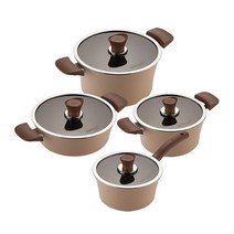 해피콜 인덕션 이든 냄비 IH 4종 세트, 편수 18cm + 양수 20cm + 전골 24cm + 곰솥 24cm, 아몬드베이지