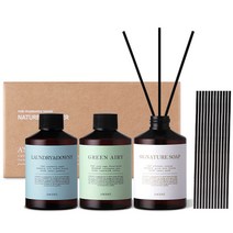 에이센트 네이처 실속형 디퓨저 200ml x 3종 + 섬유스틱 15p, 런더리앤다우니, 그린에어리, 시그니처솝