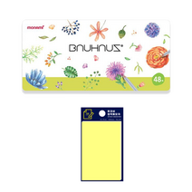 모나미 바우하우스 색연필 48색  투코비 스티키 메모패드 노랑 세트, 혼합색상, 1세트