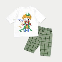 멜리스 아동용 7부내의 자가드 실내복 상하세트