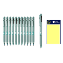 모나미 플립 3 볼펜 0.7mm 12p + 투코비 스티키 메모패드 세트, 세이지그린(볼펜), 노랑(포스트인), 1세트