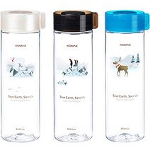 코멕스 지구를 위한 트라이탄 물병 3종, 펭귄(블랙), 북극곰(화이트), 순록(아쿠아블루), 550ml