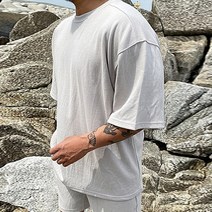 파이브라지 빅사이즈 오버핏 코지 트레이닝 반팔 티셔츠