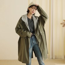 빼빼 여성용 루즈핏 레이어드 후드집업 야상 자켓 점퍼