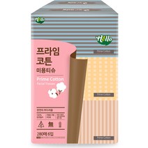 헬로 천연펄프 프라임 코튼 미용티슈, 6개입, 1개