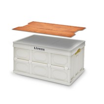 리벤스 멀티 폴딩 리빙박스 30L 소형 + 우드 상판 세트, 아이보리, 우드색, 1세트