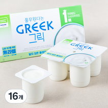 풀무원다논 그릭 달지않은 플레인 요거트, 90g, 16개