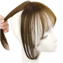 에이플랫 여성용 인모 정수리 두피일체형 앞머리가발 100%, 라이트브라운