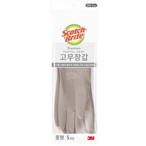 스카치브라이트 고무장갑 중형 5켤레, 파스텔 그레이, 1세트