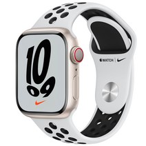 Apple 애플워치 7 나이키 알루미늄 케이스 퓨어플래티넘 블랙 나이키 스포츠 밴드, 41mm, GPS+Cellular, 스타라이트 / 퓨어플래티넘/블랙 나이키 스포츠 밴드, 스타라이트(케이스) + 퓨어플래티넘/블랙(밴드)
