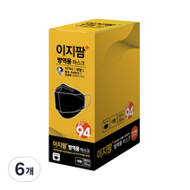 이지팜 NEW 황사 미세먼지 방역용 마스크 대형 KF94 검정, 30개입, 6개