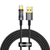 베이스어스 익스플로러 시리즈 자동 전원 제어 100W USB-C타입 고속 충전 데이터 케이블, 2m, 블랙, 1개