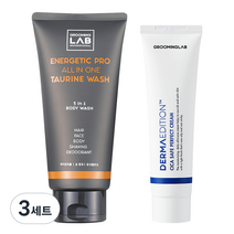 그루밍랩 남성 군입대 준비물 올인원 타우린 바디워시 300ml + 시카크림 100ml, 3세트