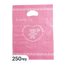 팩스타 펀칭 비닐 포장봉투 가로 25cm x 세로 35cm PE25, 핑크곰, 250개입