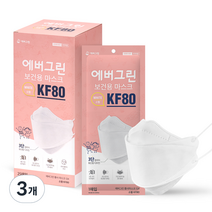 에버그린 황사 방역용 마스크 소형 KF80, 25개입, 3개, WHITE