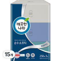 깨끗한나라 순수 소프티 각티슈 250p, 250매, 15개