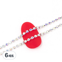 젤로젤로 고급 네일 체인 줄란세트 30cm, AB 실버, 6세트