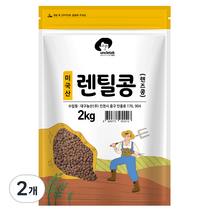 엉클탁 미국산 렌틸콩 렌즈콩, 2개, 2kg