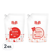 비앤비 유아용 섬유유연제 자스민 앤 로즈 리필 1500ml + 섬유세제 리필 1500ml, 2세트