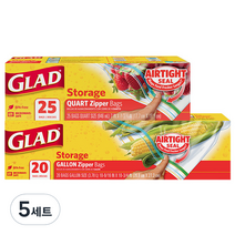 글래드 4중 지퍼백 일반용 중형 25p + 대형 20p, 5세트