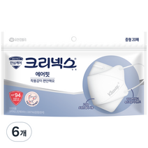 크리넥스 에어핏 마스크 지퍼백 중형 KF94, 20개입, 6개, 흰색