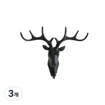 인테리어 사슴 후크, 블랙, 3개