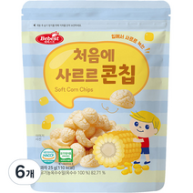 베베스트 유아용 처음에 사르르 옥수수 콘칩 과자, 옥수수맛, 25g, 6개