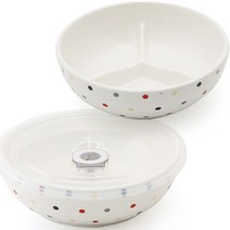 리빙스토리 레트로 도자기 반찬통, 칼라도트, 2개