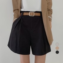 바블링브룩 여성용 벨트 핀턱 밴딩 반바지
