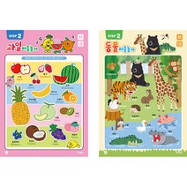 토이앤퍼즐 과일 24피스 TEP-104 + 동물 퍼즐놀이 24피스 TEP-106 세트, 혼합색상