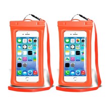 디씨네트워크 프리미엄 스마트폰 튜브형 방수팩, 오렌지, 2개