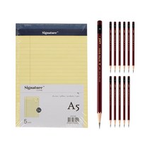 시그니처 리갈패드 A5 5p + 유니볼 연필 B 12p, 옐로우(리갈패드), 1세트