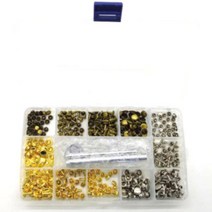 가죽공예 리벳 8mm x 4종 x 60p + 6mm x 4종 x 60p + 공구 3종 세트, 골드, 실버, 앤틱, 흑니켈, 1세트