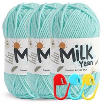 니뜨 밀크얀 뜨개실 50g x 3p + 단수링 3p 세트, 84 민트(뜨개실), 랜덤발송(단수링), 1세트