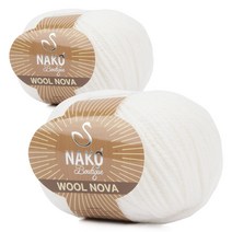 브랜드얀 NAKO 울노바 뜨개실 2p, 208번 슈가화이트, 96m