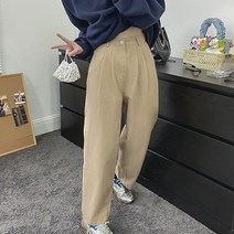 패션풀 여성용 투 핀턱 절개 밴딩 배기 팬츠 28613