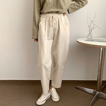 헤이진 여성용 라운드절개 면스판 배기팬츠