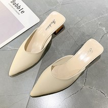 여성용 금장 굽 기본형 뮬러 스틸레토 뮬 슬리퍼 미들힐 PRDS558
