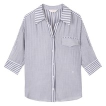 EnC 루즈핏 와이넥 카라 셔츠 ENBA12491W