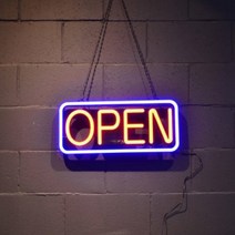 LED OPEN 네온사인 오픈 호프 카페 커피 미니 간판 네온사인제작 개업선물, 사각 OPEN