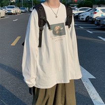 남성용 힙한 사진 빈티지 패션 얇고 편한 긴팔티